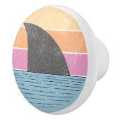 Haai bij zonsondergang keramische knop (Rechts)