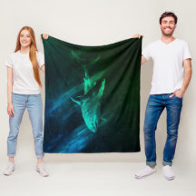 Haai Blauw-Groen 50 x 60 Fleece Deken