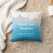Haai Blauw Wit Naam Baby Geboorte Statistieken Kussen (Deken)