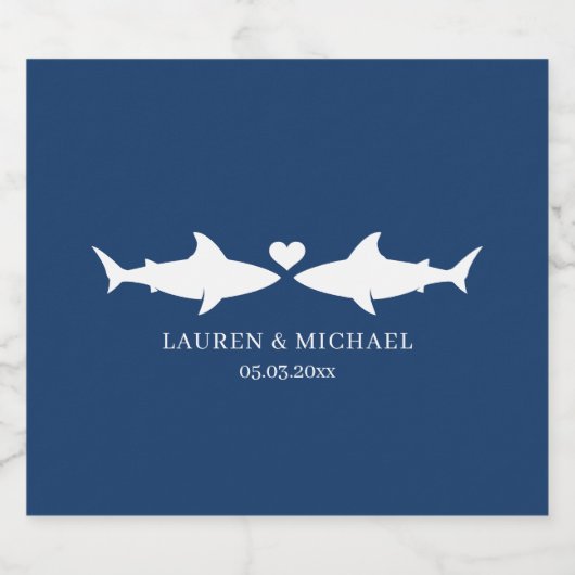 haai bruiloft met namen bier etiket (Enkel label)