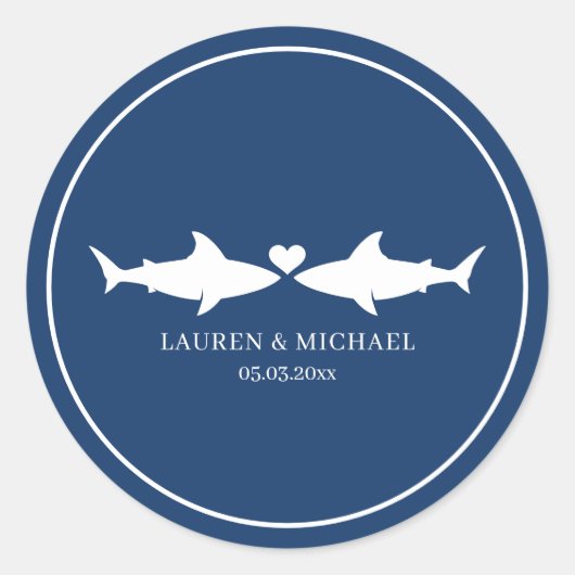 haai bruiloft met namen ovale Sticker (Voorkant)