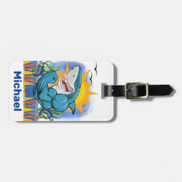 Haai buigspieren Zee leven zon gepersonaliseerd Bagagelabel