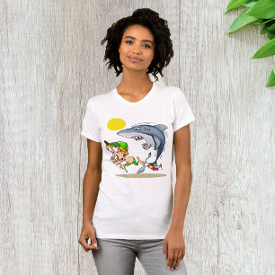 Haai Chasing A Boy Vrouwen T-shirt