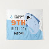 Haai Custom Kids 9e verjaardag achtergrond Wandkleed (Voorkant (horizontaal))
