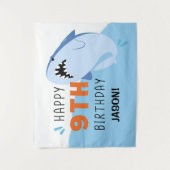 Haai Custom Kids 9e verjaardag achtergrond Wandkleed (Voorkant)