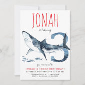 haai derde verjaardag uitnodiging (Voorkant)