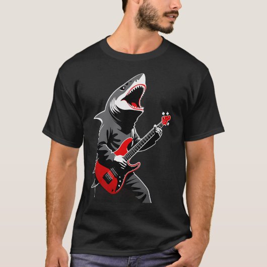 Haai die gitaar speelt t-shirt (Voorkant)