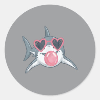 Haai die Hart van Bubbel Blaast Alleenstaanden Str Ronde Sticker
