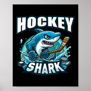 Haai die hockey speelt Grappige hockey  Poster