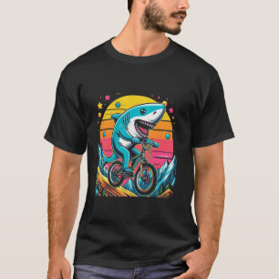 Haai die op een fiets rijdt mountainbike grappige  t-shirt