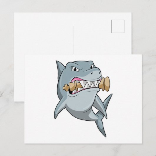 Haai die Schaat met Schaakstuk Koning Briefkaart (Voorkant / Achterkant)