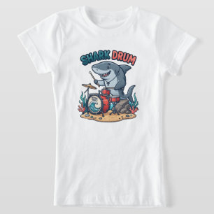 Haai Drummer Rockband Muzikant Design T-shirt
