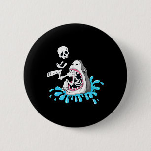 Haai Eats Skeleton Fun Halloween Jongens Meisjes K Ronde Button 5,7 Cm