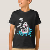 Haai Eats Skeleton Fun Halloween Jongens Meisjes K T-shirt (Voorkant)