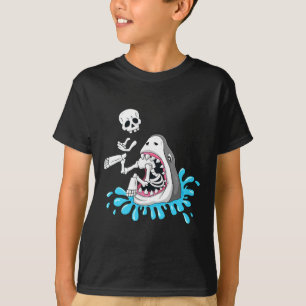 Haai Eats Skeleton Fun Halloween Jongens Meisjes K T-shirt