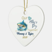 Haai en baby, onze eerste moederdag samen keramisch ornament (Links)