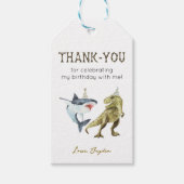 Haai en dinosaurus verjaardag bedankt  cadeaulabel (Voorkant)