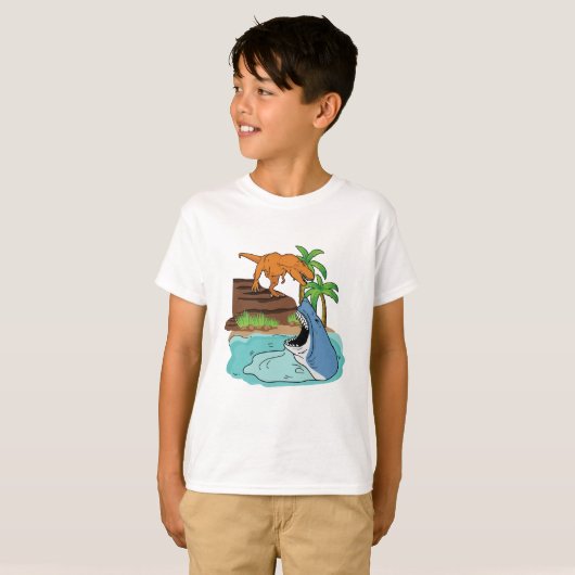 haai en dinosaurus voor jongens t-shirt (Voorkant volledig)