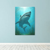 Haai en kleine vissen onderwater scène canvas afdruk (Insitu (Houten vloer))