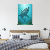 Haai en kleine vissen onderwater scène canvas afdruk (Insitu (Slaapkamer))