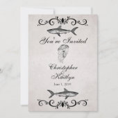 haai en kwal bruiloft receptie kaart (Voorkant)