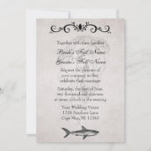 haai en kwal bruiloft receptie kaart (Achterkant)