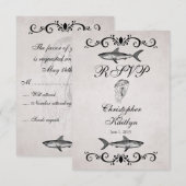 haai en kwal bruiloft RSVP Kaarten (Voorkant / Achterkant)