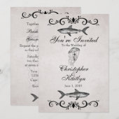 haai en kwal strand bruiloft kaart (Voorkant / Achterkant)