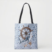 Haai en stuurwiel van het schip tote bag (Voorkant)