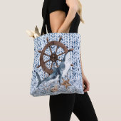 Haai en stuurwiel van het schip tote bag (Dichtbij)