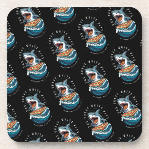 haai eten pizza De grote witte beet Jawsome Bier Onderzetter