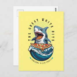 haai eten pizza | De grote witte beet Jawsome Briefkaart
