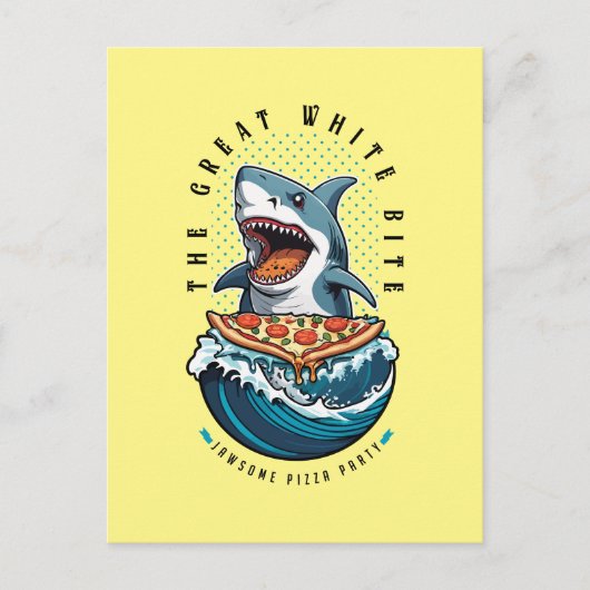 haai eten pizza | De grote witte beet Jawsome Briefkaart (Voorkant)
