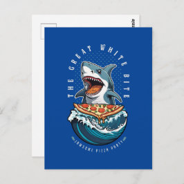 haai eten pizza | De grote witte beet Jawsome Briefkaart