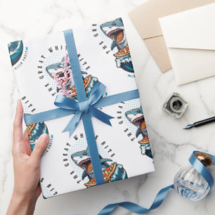 haai eten pizza De grote witte beet Jawsome Cadeaupapier