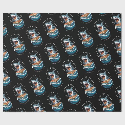 haai eten pizza | De grote witte beet Jawsome Cadeaupapier (Vlak)