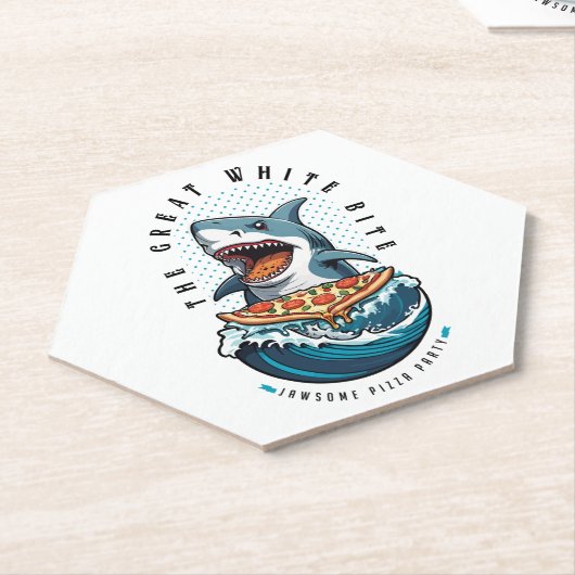 haai eten pizza | De grote witte beet Jawsome Kartonnen Onderzetters (Schuin)