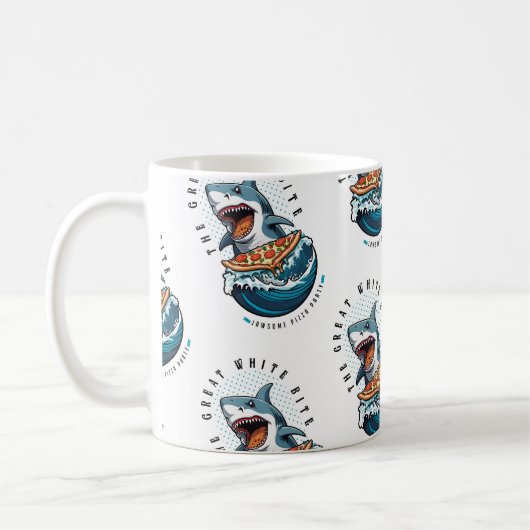 haai eten pizza | De grote witte beet Jawsome Koffiemok (Links)