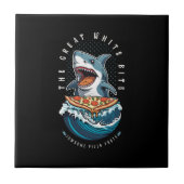 haai eten pizza | De grote witte beet Jawsome Tegeltje (Voorkant)