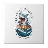 haai eten pizza | De grote witte beet Jawsome Tegeltje (Voorkant)