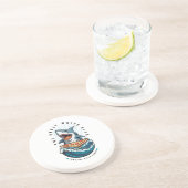 haai eten pizza | De grote witte beet Jawsome Zandsteen Onderzetter (Zijkant)