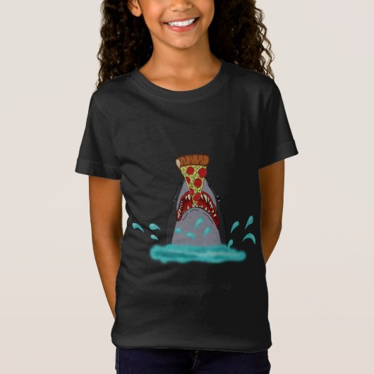 haai eten pizza grappig, pizza liefhebber t-shirt (Voorkant)