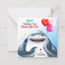 Haai Fintastische Kids Valentijnskaart voor in de  Notitiekaartje
