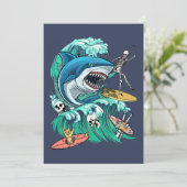 Haai golf feestdagenkaart (Staand voorkant)