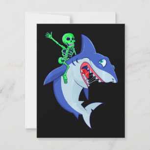 Haai Halloween Skelet Riding Haaien Liefhebber Gra Kaart