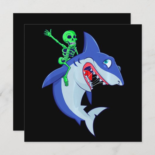 Haai Halloween Skelet Riding Haaien Liefhebber Gra Kaart (Voorkant / Achterkant)