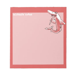 haai houdt potlood grappige cartoon aanpasbaar notitieblok