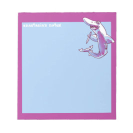 haai houdt potlood grappige cartoon aanpasbaar notitieblok