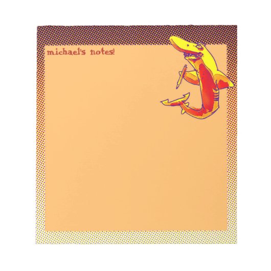 haai houdt potlood grappige cartoon aanpasbaar notitieblok (Voorkant)