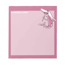 haai houdt potlood grappige cartoon aanpasbaar notitieblok